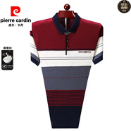 皮爾卡丹（pierre cardin）夏裝男士短袖T恤桑蠶絲本命年紅色上衣服中老年爸爸裝體桖 7953紅色 100%不起球不掉色 S 165/84A 100%不起球不掉色
