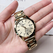 卡西歐（CASIO）情侶手表一對男表商務(wù)休閑防水非機械輕奢禮物女士時(shí)尚穿搭腕表 金色男款 鋼帶+皮帶