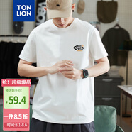唐獅（TonLion）2024男左胸文字印花圓領(lǐng)短袖T恤