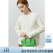 范思藍(lán)恩22FS4488圓領(lǐng)絞花馬海毛毛衣女秋冬內(nèi)搭針織衫寬松慵懶風(fēng) 白色 XS