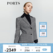 PORTS 寶姿秋冬新品女裝時尚千鳥格夾克外套LM9J030NFF099 黑色格子 XS (2)