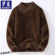 羅蒙秋冬季青少年男裝水貂絨毛衣學(xué)生V領(lǐng)針織打底衫加厚保暖針織衫潮 咖啡色 529款 3XL 【140-160斤】