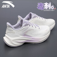 安踏（ANTA）毒刺5女鞋運動鞋子女夏秋季網(wǎng)面減震回彈跑步鞋競速健身慢跑鞋 象牙白/迷霧紫【毒刺6】 38