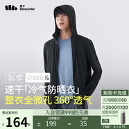 蕉下（beneunder）防曬衣男薄外套防紫外線透氣戶外釣魚休閑高彈春夏AS10524黑M