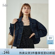 FANSILANEN范思藍(lán)恩春秋季新款高街牛仔外套女韓版寬松休閑夾克213219 深藍(lán)色 XS