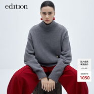 edition毛衣女冬新款立體袖牦牛絨羊毛高領(lǐng)軟糯慵懶毛衣 中花灰色K12 S/160