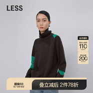 LESS冬季綿羊毛針織衫女幾何撞色高領(lǐng)套頭長(zhǎng)袖毛衫2NA313140 201/暗咖 L