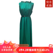 ZXEGI真絲女裝100%桑蠶絲連衣裙夏季收腰中長(cháng)款高檔背心真絲裙子中長(cháng)款 森林綠 均碼