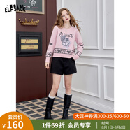 妖精的口袋復(fù)古高腰毛呢直筒短褲女2024冬季新款a字百搭闊腿靴褲 時(shí)尚黑色 S