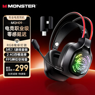 魔聲（MONSTER）【進(jìn)口品牌】藍(lán)牙耳機(jī)頭戴式無線游戲電競專業(yè)2.4無延遲ai降噪超長續(xù)航適用電腦蘋果索尼MQH09黑色