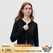 范思藍恩23FS13423長袖針織開衫外套女秋季新款連帽針織衫 黑色 XS