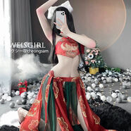Cosplay妲己妖顏舞服漢服夢(mèng)幻仙女古裝舞蹈服古風(fēng)演出服漢素服裝 妲己 肚兜+裙子+T褲+披肩 均碼 保密發(fā)貨】均碼 體重（80-120斤