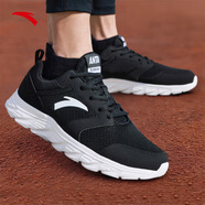 安踏男鞋運動(dòng)鞋子男士秋冬季款皮面防潑水輕便軟底白色跑步休閑鞋子男 【網(wǎng)面】黑/安踏白5533F-6 40.5