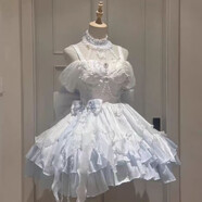 歌百夢天鵝湖連衣裙千金感純欲風(fēng)公主小禮服蓬蓬裙子飛行日記Lolita 白色 M