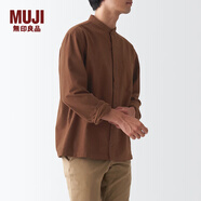 無(wú)印良品（MUJI）男式 法蘭絨立領(lǐng)襯衫 長(zhǎng)袖休閑百搭襯衣男士外套純棉全棉ACA75C1A 磚紅色 XXL （185/112A）