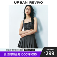 UR2025夏季新款女裝格雷系蝴蝶結系帶百褶連衣裙UYU750075 深灰 (偏短) S