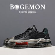BOGEMON【輕奢定制 限量款】專柜同款手工凝膠工藝頭層牛皮休閑定制男鞋 黑色 （99073） 38 （標(biāo)準(zhǔn)歐碼皮鞋碼）