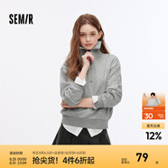 Semir衛(wèi)衣女純色半開襟衣服溫柔百搭秋休閑風(fēng)寬松落肩套頭衫ins潮 中花灰00510 S