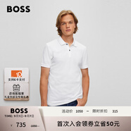 BOSS博斯【禮物】【男女同款 100%棉珠地布】休閑短袖Polo衫 100-白色 XL