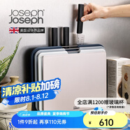 JOSEPH JOSEPH 廚房菜板套裝家用輔食生食海鮮分類抗菌切菜砧板帶刀升級款 銀色 60194