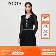 PORTS寶姿秋冬女裝新款優(yōu)雅氣質(zhì)修身連衣裙ALM9K202NKW008 黑色 M