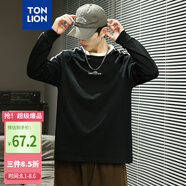 唐獅（TonLion）2025春男插肩袖撞色拼條長袖T恤 黑色  S 