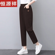恒源祥斜紋棉質(zhì)2025年夏季寬松大|碼九分褲潮流時(shí)尚洋氣直筒卡其色褲子 咖啡色 M 【建議85-100斤】