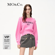MO&Co.【美麗諾】冬重工掛毛標(biāo)語(yǔ)短款毛衣MBC4SWT034 玫粉色 L 170