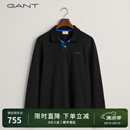 GANT/甘特春季新款polo衫上衣簡(jiǎn)約純色時(shí)尚休閑撞色翻領(lǐng)長(cháng)袖T恤男 433-夜藍色 M