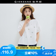 佐丹奴設(shè)計師款短袖T恤女夏季花朵刺繡圓領(lǐng)插肩上衣18325207