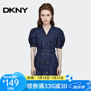 唐可娜兒（DKNY）【京東奧萊】牛仔連衣裙寬松刺繡系帶春夏工裝復(fù)古短裙W2212Z16-4 W2212Z16-422 XS