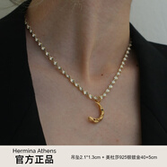 希臘進(jìn)口Hermina Athens白百何同款復古小眾月亮金幣吊墜項鏈禮物 月牙彩鉆+美杜莎鏈 (現貨)