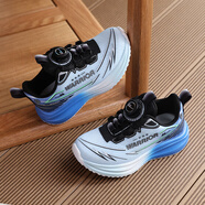 回力（Warrior）兒童籃球鞋旋鈕扣跑步鞋男童四季運動(dòng)鞋 WZ-B797T 藍灰寶藍 28