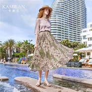 卡米蘭（kamilan）碎花高腰a字減齡半身裙女2025夏季新款時(shí)髦大方得體的裙子 花色 XL