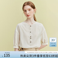 范思藍(lán)恩23FS12565 法式中袖寬松襯衫女慵懶風(fēng)夏款氣質(zhì)顯瘦上衣 杏色 S