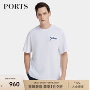 PORTS寶姿男裝夏季時(shí)尚休閑刺繡短袖圓領(lǐng)T恤 白色 L