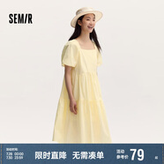 森馬連衣裙女溫柔系木耳邊方領(lǐng)夏季泡泡袖娃娃裙甜美107424114030