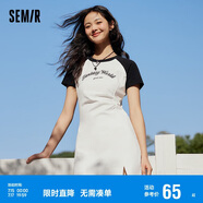 森馬連衣裙女插肩袖修身收腰夏季字母開叉短裙運動風(fēng)109324114025