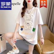 羅蒙 短袖t恤女2022夏季新款小個子設(shè)計感小眾韓版寬松大碼中長款半袖 白色 M