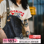 馬登女裝 美式復(fù)古重磅連體工裝褲休閑直筒闊腿長(zhǎng)褲寬松牛仔背帶褲 牛仔藍(lán) （版型偏大，建議拍小一碼）馬登工裝 L