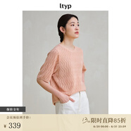 旅途原品（ltyp）中袖t恤女天絲針織亞麻極簡(jiǎn)鏤空秋圓領(lǐng)休閑寬松中袖上衣 西柚粉 S