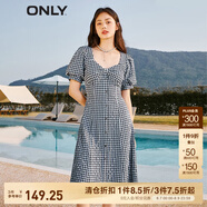 ONLY法式甜美中長裙收腰顯瘦純欲風連衣裙女|123207031 H31 尤帕藍格CHECK S (160) 80A