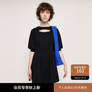 moussy春季新品Y2K甜美泡泡袖鏤空收腰連衣裙女030GSI83-2070 黑色020 S