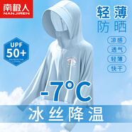 南極人防曬衣女童夏季冰絲帽檐防曬服2025新款兒童夏天薄款涼感外 【升級UPF50+高倍防曬】藍(lán)卷毛 110