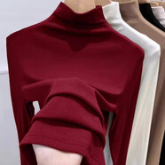 阿瑪施（AMASS）哥弟適用莫代爾半高領(lǐng)長(cháng)袖內搭衣女2025新款修身秋冬洋派內搭安可 安哥拉紅【單件裝】螺紋面料 M 建議80-105斤