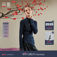 日著原創(chuàng)嵌花修身套頭毛衣2024冬季新款肌理感小高領羊毛上衣女 年藍 M
