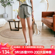 Olrain法式穿搭灰色休閑褲女夏季高腰闊腿運(yùn)動(dòng)短褲 灰色 XL 170/76A