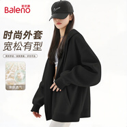 班尼路（Baleno）淺綠外套女2025秋季新款連帽開(kāi)衫衛衣女裝小個(gè)子寬松休閑純色上衣