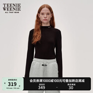 Teenie Weenie小熊女裝簡約簡約冬裝吸濕發(fā)熱抓絨半高領打底衫T恤 黑色 XS (155)