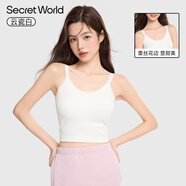 SECRET WORLD【新品】2025年新款蕾絲長(zhǎng)短款吊帶帶胸墊女士夏季背心女甜妹 云瓷白【露臍】_【細(xì)膩不磨人】 L _110-130斤